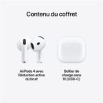 Apple Airpods 4 Blanc(Avec réduction active du bruit) + Boîtier de charge USB-C – Image 8